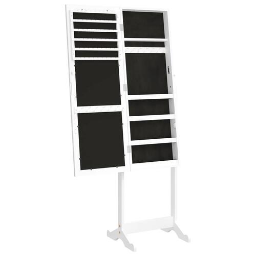 Fritstående spejlskab med LED-lys 42x38x152 cm hvid
