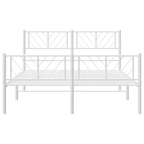 Sengeramme med sengegavl og fodgærde 120x190 cm metal hvid