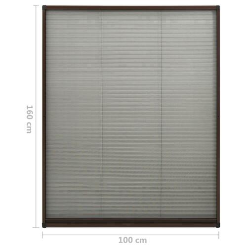 Plisseret insektnet til vinduer 100x160 cm aluminium brun