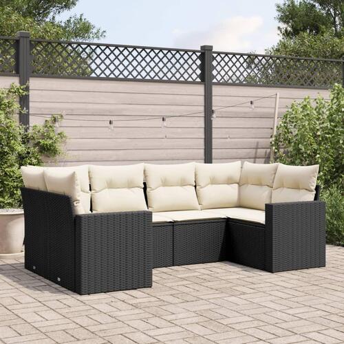 Sofasæt til haven 6 dele med hynder polyrattan sort