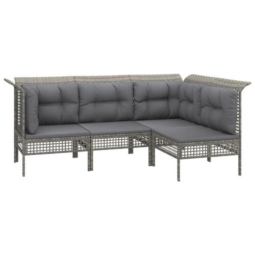 Loungesæt til haven 6 dele med hynder polyrattan grå