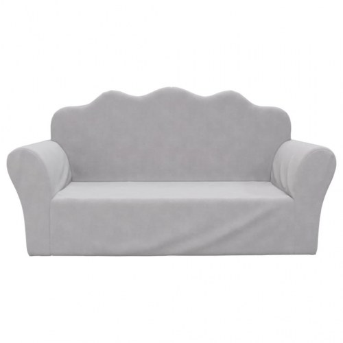 2-personers sofa til børn blødt plys lysegrå