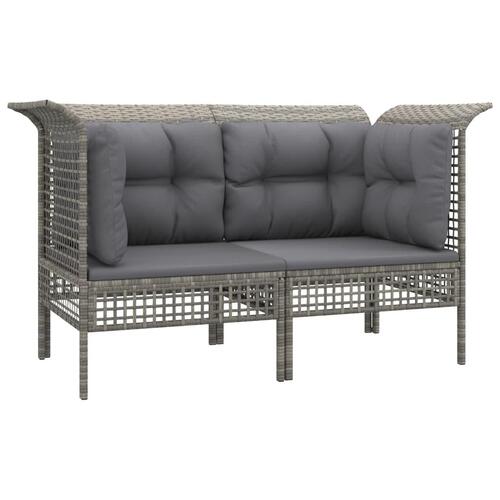 Loungesæt til haven 6 dele med hynder polyrattan grå