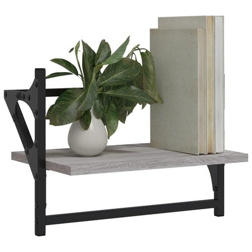 Væghylder med stænger 2 stk. 40x25x30 cm grå sonoma-eg
