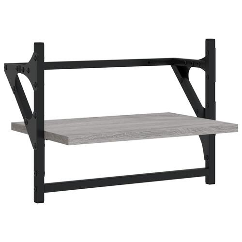 Væghylder med stænger 2 stk. 40x25x30 cm grå sonoma-eg