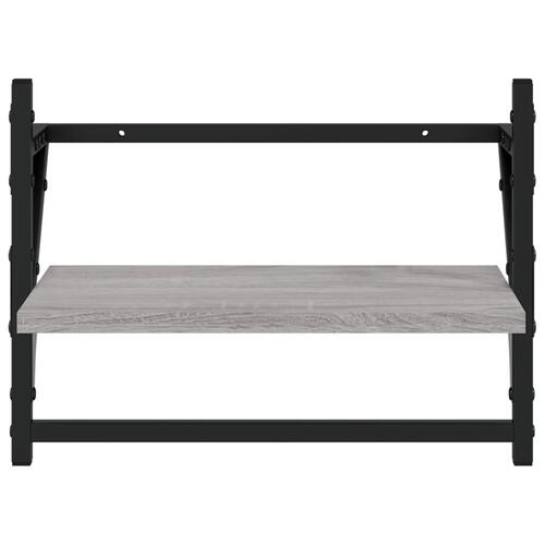 Væghylder med stænger 2 stk. 40x25x30 cm grå sonoma-eg