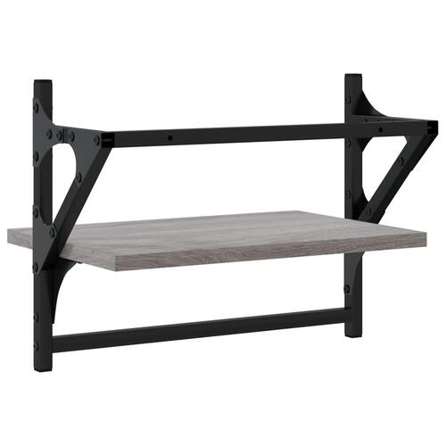 Væghylder med stænger 2 stk. 40x25x30 cm grå sonoma-eg