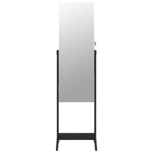 Fritstående spejlskab med LED-lys 42x38x152 cm sort