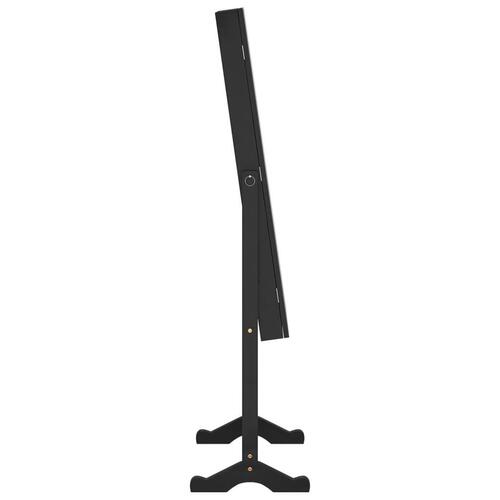 Fritstående spejlskab med LED-lys 42x38x152 cm sort