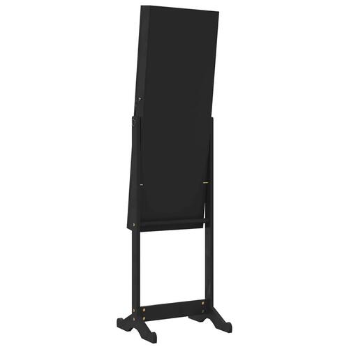 Fritstående spejlskab med LED-lys 42x38x152 cm sort