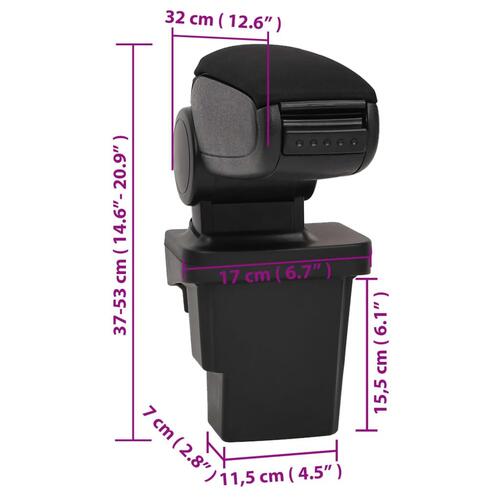 Armlæn til bil 17x32x(37-53) cm ABS sort