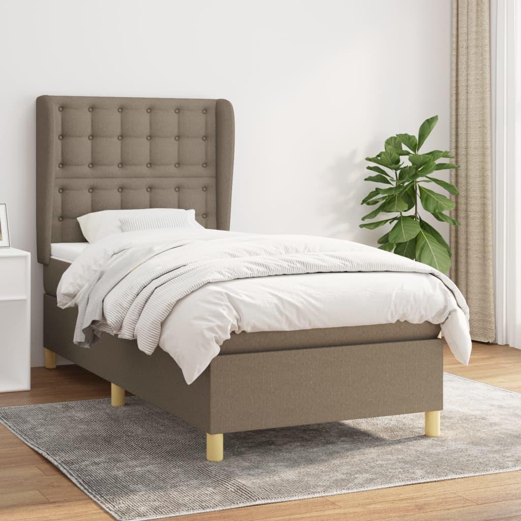 Kontinentalseng med madras 100x200 cm stof gråbrun