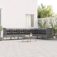 Loungesæt til haven 8 dele med hynder polyrattan grå