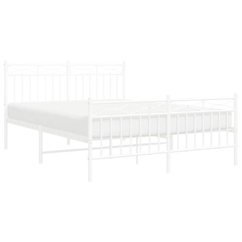 Sengeramme med sengegavl og fodgærde 140x190 cm metal hvid