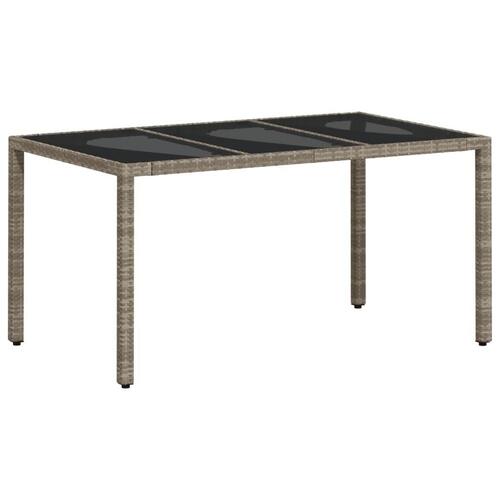 Spisebordssæt til haven 7 dele m. hynder polyrattan og glas grå