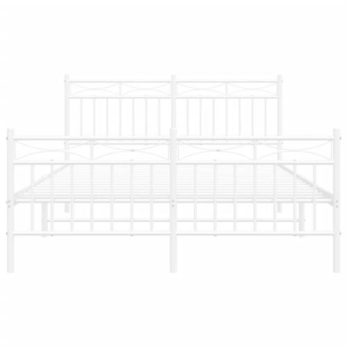 Sengeramme med sengegavl og fodgærde 140x190 cm metal hvid