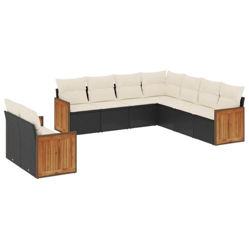 Sofasæt til haven 9 dele med hynder polyrattan sort