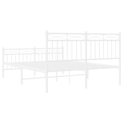 Sengeramme med sengegavl og fodgærde 140x190 cm metal hvid