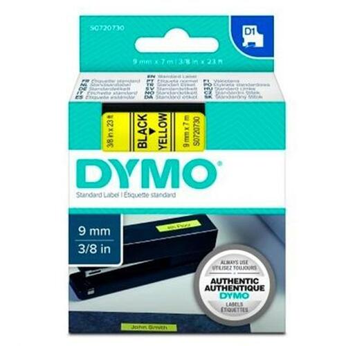 Lamineret tape til mærkningsmaskiner Dymo D1 40918 9 mm LabelManager™ Sort Gul (5 enheder)