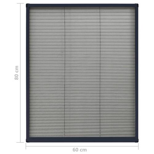 Plisseret insektnet til vinduer 60x80 cm aluminium antracitgrå