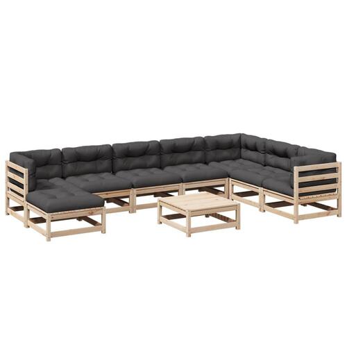Sofasæt til haven 9 dele med hynder massivt fyrretræ