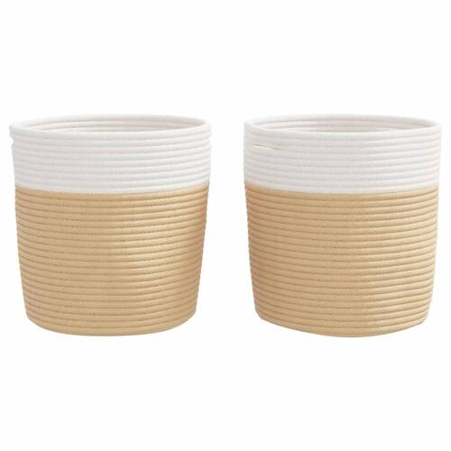 Opbevaringskurve 2 stk. Ø28x28 cm bomuld beige og hvid