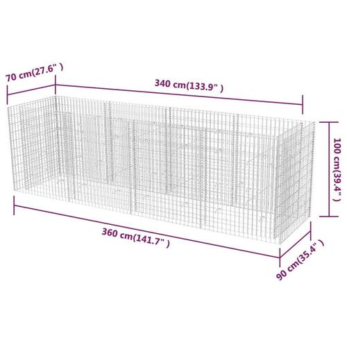 Gabion-højbed 360x90x100 cm stål
