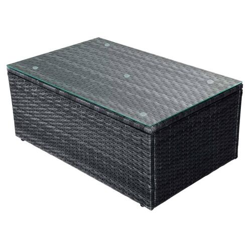 Haveloungesæt 4 dele med hynder polyrattan sort