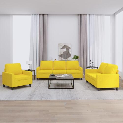 3 personers sofa med hynder stof lysegul