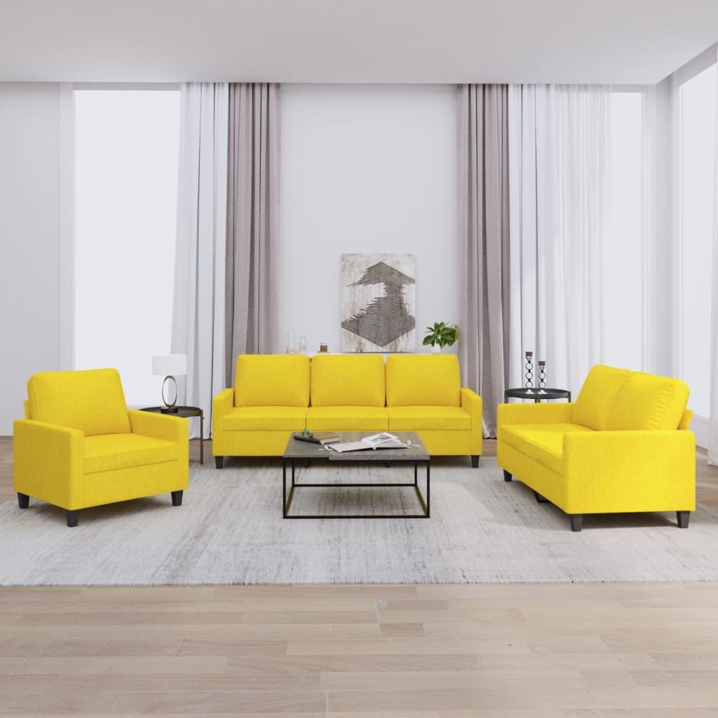 3 personers sofa med hynder stof lysegul