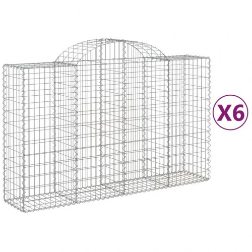 Buede gabionkurve - 6 stk. 200×50×120/140 cm i galvaniseret jern