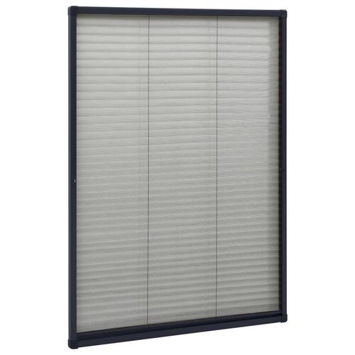 Plisseret insektnet til vinduer 80x120 cm aluminium antracitgrå