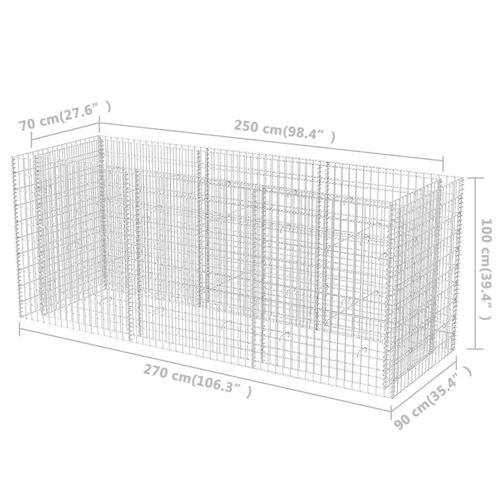 Gabion-højbed 270x90x100 cm stål