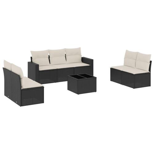 Sofasæt til haven 8 dele med hynder polyrattan sort