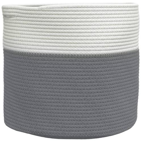Opbevaringskurv Ø40x35 cm bomuld grå og hvid