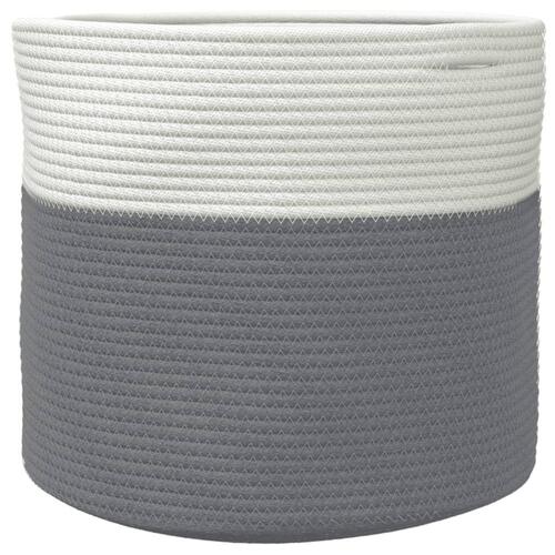Opbevaringskurv Ø40x35 cm bomuld grå og hvid