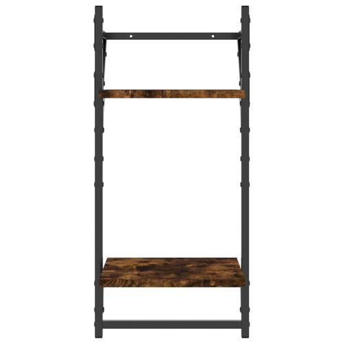 Væghylder 2 stk. med stænger og 2 hylder 30x25x65 cm røget eg