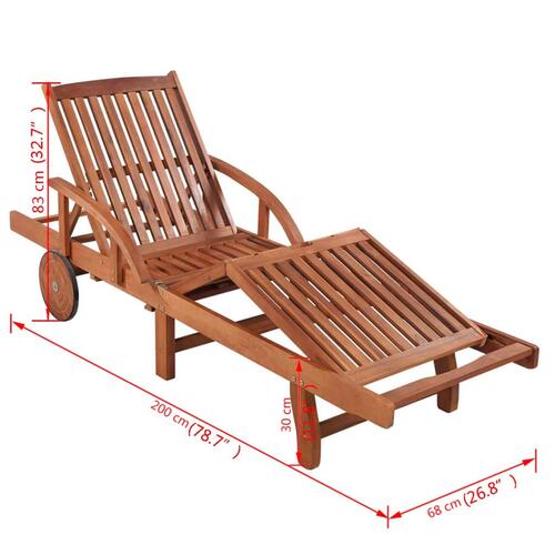 Liggestol med bord massivt akacietræ