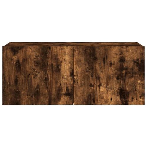 Væghængt tv-bord med LED-lys 100x35x41 cm røget egetræsfarve