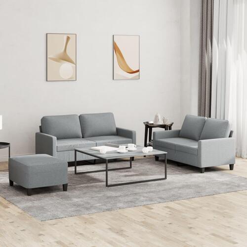 3 personers sofa med hynder stof lysegrå