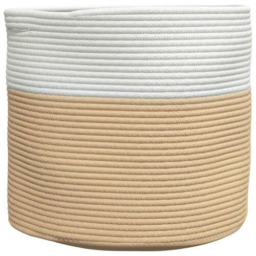 Opbevaringskurv Ø40x35 cm bomuld beige og hvid