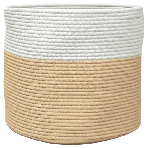 Opbevaringskurv Ø40x35 cm bomuld beige og hvid