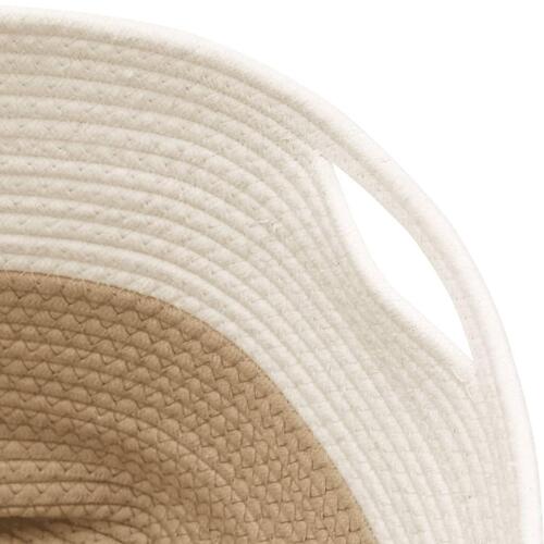 Opbevaringskurv Ø40x35 cm bomuld beige og hvid
