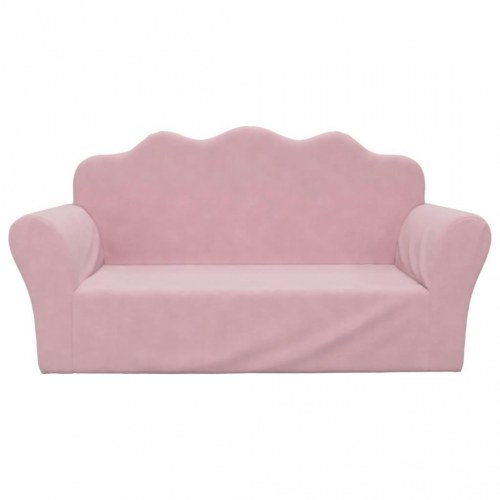 2-personers sofa til børn blødt plys pink