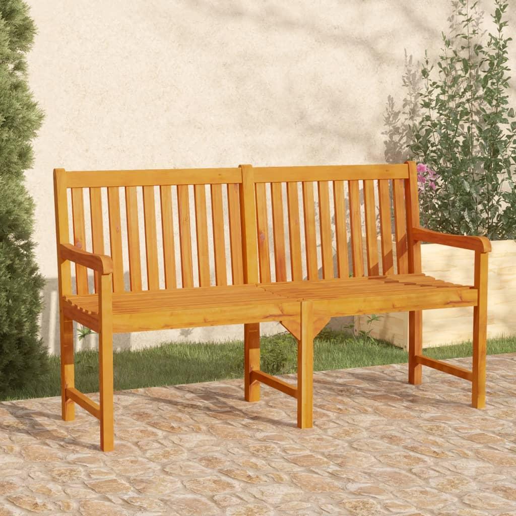 Havebænk i massivt akacietræ - 1 sæde, 150 × 55,5 × 90 cm billede