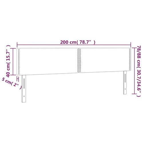 Sengegavl med LED-lys 200x5x78/88 cm velour mørkegrå