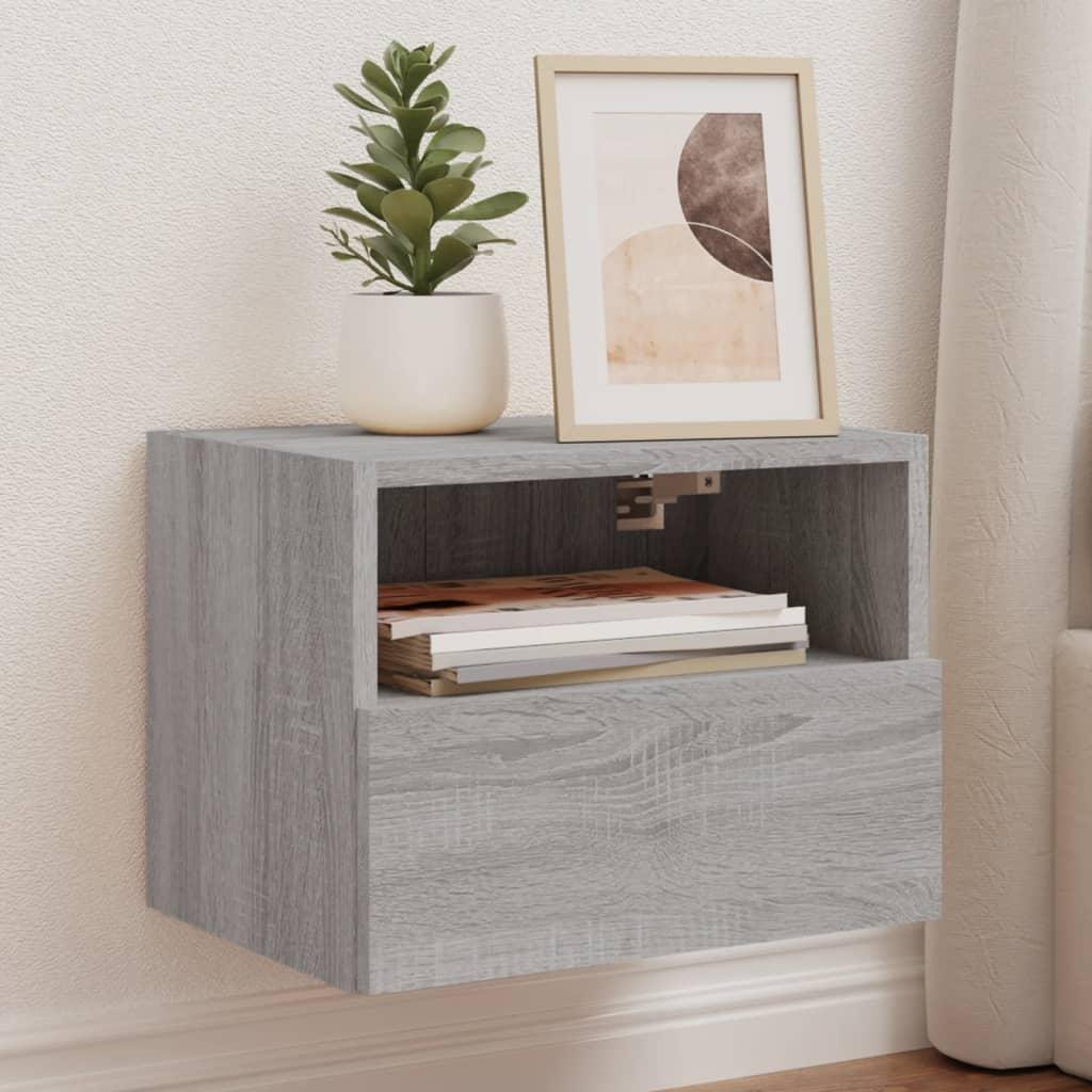 Væghængt tv-bord 40x30x30 cm konstrueret træ grå sonoma-eg
