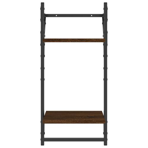 Væghylder 2 stk. med stænger og 2 hylder 30x25x65 cm brunt eg