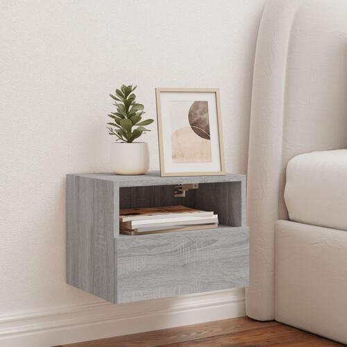 Væghængt tv-bord 40x30x30 cm konstrueret træ grå sonoma-eg
