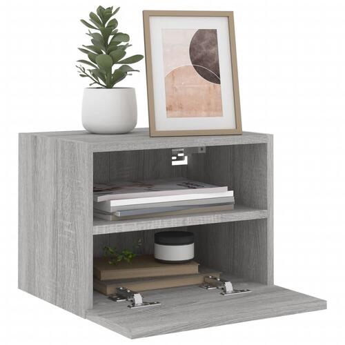 Væghængt tv-bord 40x30x30 cm konstrueret træ grå sonoma-eg